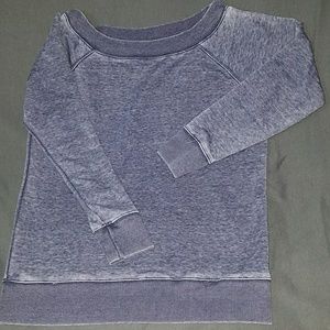 Wide necked navy blue sweatshirt by Alison Andrews